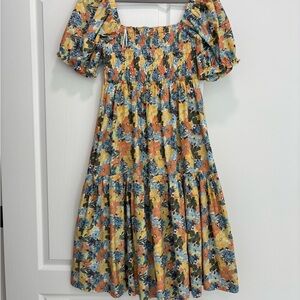 Abercrombie & Fitch Floral Puff-Sleeve Smocked Dress